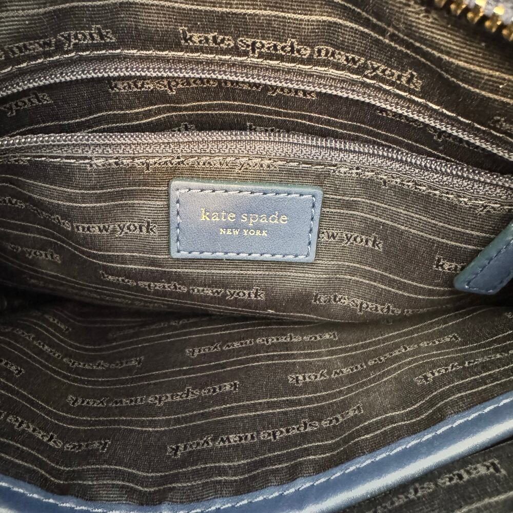 Kate Spade New York Hudson Pebbled Leather Messenger Crossbody Bag Navy Blue - Picture 15 of 16